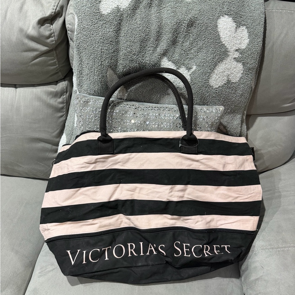 Victoria's Secret Black and Light Pink Tote